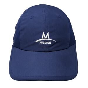 Mission Strapback Baseball Hat Blue One Size Adjustable Embroidered
